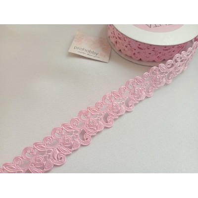 Лента фигурная 25 мм "Вьюнчик", цвет розовый